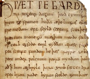 Image of Old English Beowulf manuscript